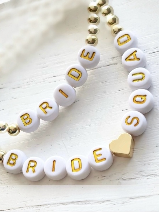 Hand Crafted Jewelry - Hand Crafted Gold BRIDE SQUAD Beaded Bracelet